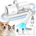 Pecute Dog Grooming Vacuum, 4-in-1 Pet Grooming Kit with Clipper, Brush, 12000Pa Dog Vacuum for Shedding with 1.5L Dust Cup, Storage Pocket, Low Noise Pet Vacuum for Dog & Cat, Home Grooming