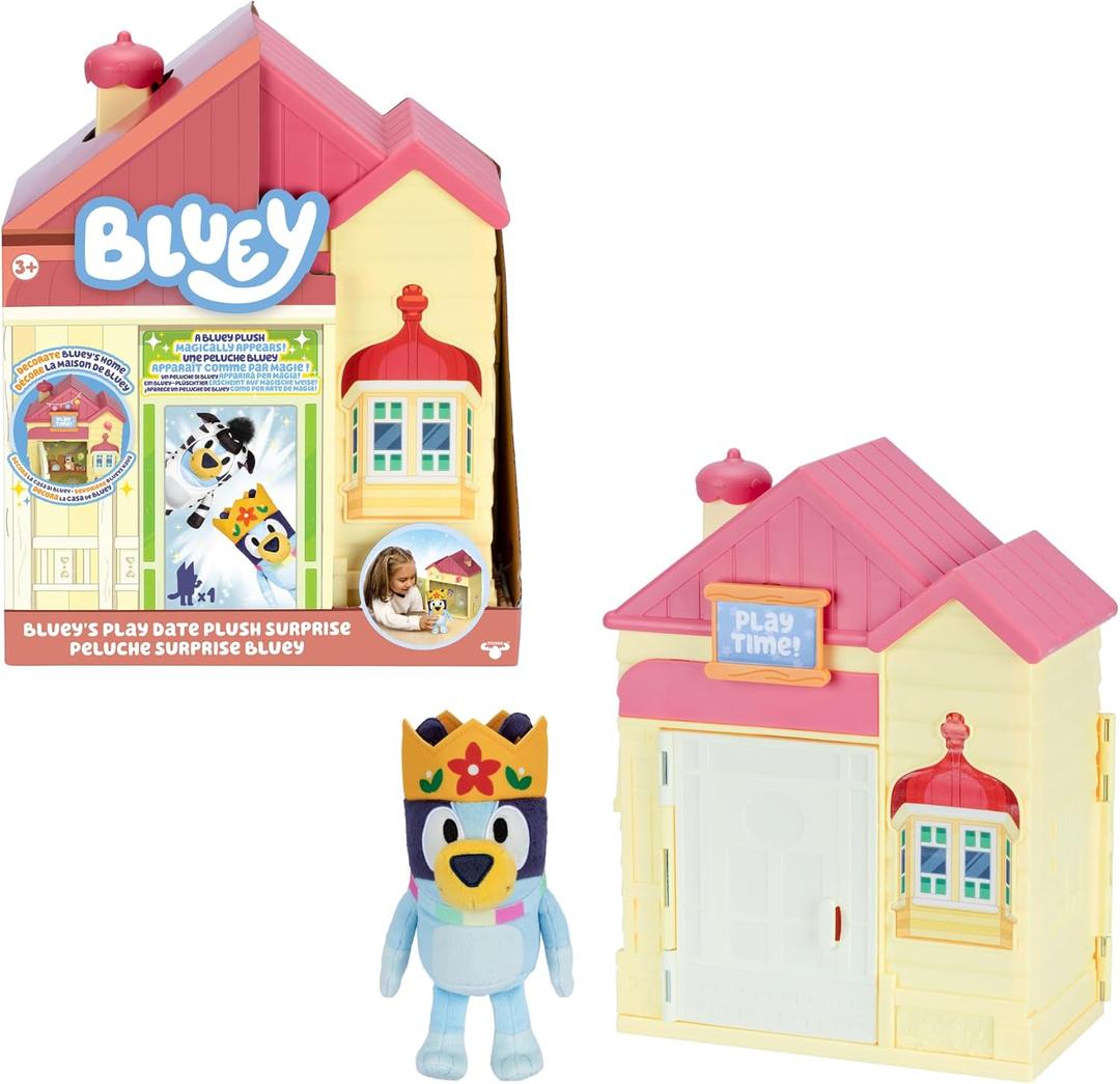 Blueys Play Date Plush Surprise Toddler House Playset, Durable Toy House with Exclusive Cuddly Stuffed Toy, Immersive House Toys for Kids of Ages 3+