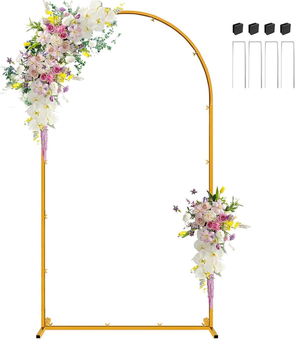 Gold Metal Arch Backdrop Stand, 7.2FT Wedding Arch Stand for Birthday Party Bridal Baby Shower Graduation Ceremony Photo Booth Garden Floral Balloon Arches Decoration