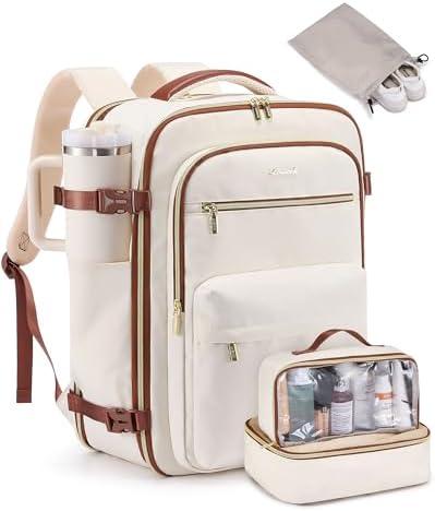 LOVEVOOK Carry On Travel Backpack for Women, Airline Approved Personal Item Bag with 17" Laptop Compartment, 50L Water-Resistant Weekender Backpack for Travel, Commuting, Business Trips