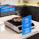Induction Cooktop, 1800W Stainless Steel Commercial Single Burner