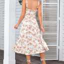 Women Summer Corset Midi Dress 2026 Floral Wedding Guest Flowy Slit Lace Up Dresses Tea Party A Line Casual Milkmaid Sundress (XL)