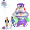 UFO Water Rocket Sprinkler for Kids Yard, LED Light-Up Summer Fun STEM Learning and Backyard Water Play Toy, Birthday Gift for Boys and Girls 3 6 9 12+ Year Old