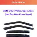 KPY Rain Guards Fit for 2018-2026 Volkswagen Atlas, Out-Channel Window Visors Vent Wind Deflectors 4PC, Car Accessories for 18-26 VW Atlas (Not for Atlas Cross Sport)