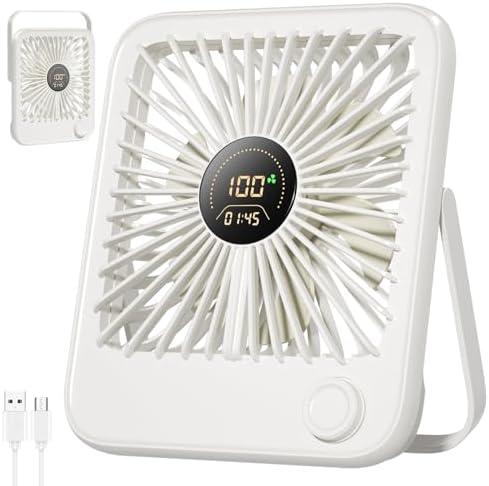 Shintrend USB Desk Fan: Portable Travel Fan for Cruise Ship Ultra-Quiet Personal Small Fan with 100 Wind Speeds Rechargeable Battery Powered Fans for Office Work Sleeping Makeup