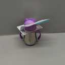 Munchkin Cool Cat Sippy Cup with Straw for Toddlers, Stainless Steel Straw Cup, 8 Ounce, Purple