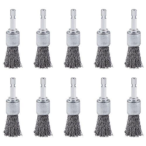 WUBOECE 10PCS Wire Brush for Drill, High Carbon Steel Wire Drill Brush Wire Brush, Metal Wire Brush for Drill with 1/4" Hex Shank, Skilled in Handling Metal & Nonmetal Surfaces