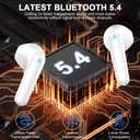 Wireless Earbuds, Bluetooth 5.4 Headphones 50H Playback Bass Stereo Ear Buds with 4 ENC Cancelling Mics, in-Ear Earphones with LED Display, IP7 Waterproof USB-C for Laptop Pad Phones Workout Rose Gold
