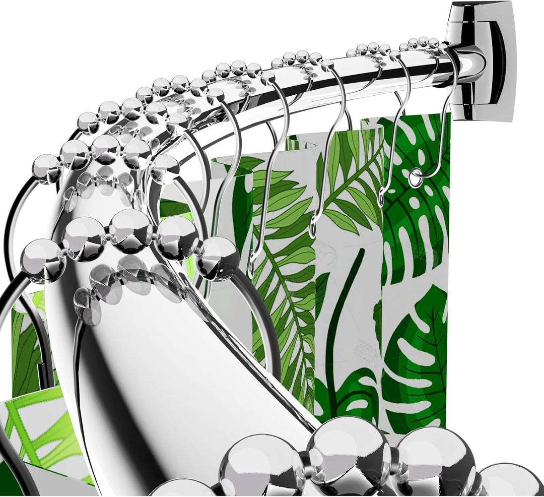 Bonpally Curved Shower Curtain Rod 43-72 Inches Adjustable, Aluminum Shower Rod Rustproof, Round shower curtain rod, Curved Shower Rods for Bathroom, Bathtub, Stall, Chrome