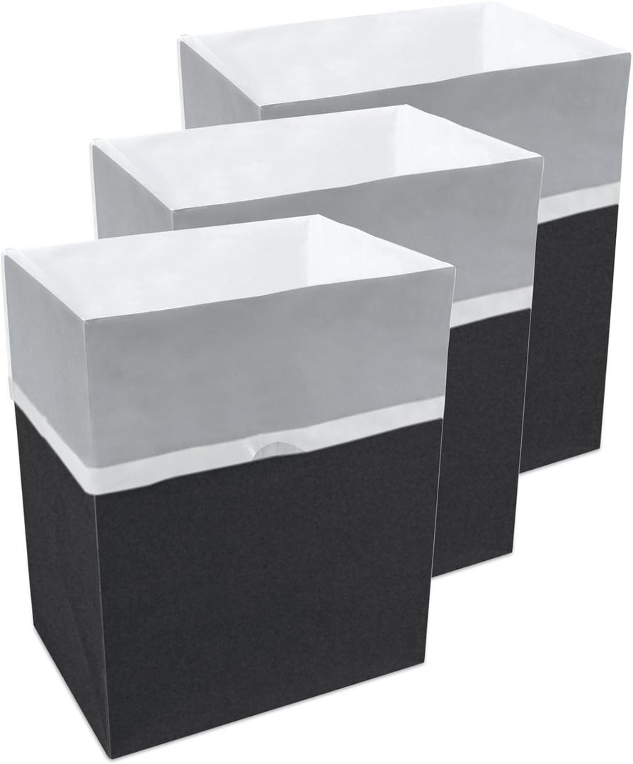 13 Gallon Disposable Pop-Up Trash Cans (3-Pack) with Fitted Bags  Foldable Garbage & Recycling Bins for Parties, Events & Kitchen (Black, 17" H x 13.5" W x 10" D)