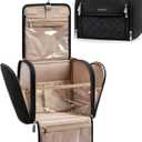 BAGSMART Makeup Bag for Women with Hanging Hook - Portable Cosmetic Case, Large Capacity Door Room Essentials Travel Organizer for Full-Sized Cosmetics and Toiletries, Black