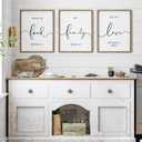 Heiple Set of 3 Framed Farmhouse Bless The Food Before Us Sign Kitchen Wall Decor for Dining Room Decor Wall Art Wood Signs (Brown,11"x14")