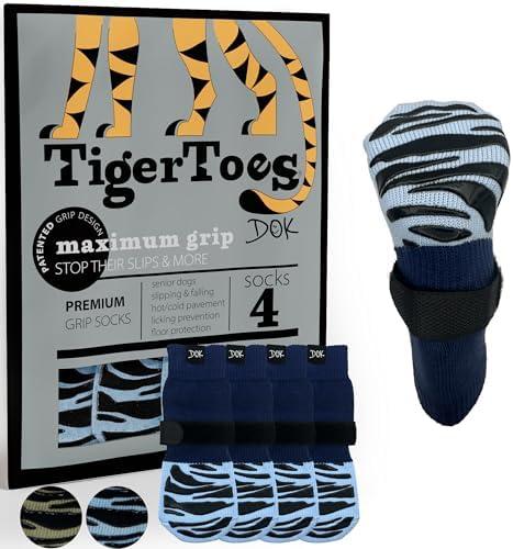DOK TigerToes Premium Non-Slip Dog Socks for Hardwood Floors - Extra-Thick Grip That Works Even When Twisted - Prevents Licking, Slipping, and Great for Dog Paw Protection (Breezy Blue, X-Large) 3 pcs DOK TigerToes Premium Non-Slip Dog Socks for Hardwood Floors - Extra-Thick Grip That Works Even When Twisted - Prevents Licking, Slipping, and Great for Dog Paw Protection (Breezy Blue, X-Large) 3 pcs