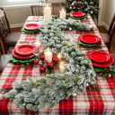 Christmas Garland Flocked Snow Pine Garland 78 inch Xmas Pine Tree Snow for Mantel Fireplace for Christmas Decorations (80 inch Dense Snow Garland)