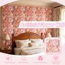 Flower Wall Backdrop, 12PCS 13.8 * 13.8IN Faux Flower Wall Panels for Indoor Outdoor Decor, Floral Backdrop for Birthday Party Wedding Garden Home (Light Pink 2, 13.8”x13.8” (12pcs))