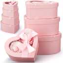 Resurhang 4 Pcs Mother's Day Flower Boxes Heart Shaped Boxes Floral Gift Assorted Sizes with Transparent Window Lids and Ribbons for Luxury Flower Gift Arrangements Wedding(Pink)