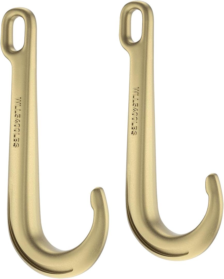 2PCS 15" Heavy Duty J Hooks for Towing, Yellow Zinc Plated Tow J Hook Grade 70 Clevis J Hook for Transport Chain, 5400LBS Capacity Heavy Load