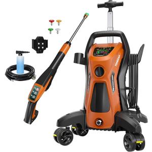 Electric Pressure Washer 5000PSI-Max 3.2GPM Power Washer Electric Powered with Upgrade Spray Handle Smart Control and 4 Anti-Tipping Wheels for Effortlessly Cleaning Orange