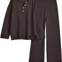 LILLUSORY Women's 2 Piece Lounge Sets Oversized Slouchy Matching Cozy Knit Sets (Brown, M)