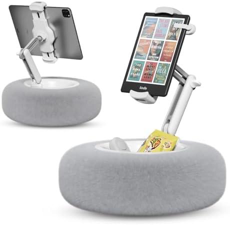 SupeDesk Tablet Pillow Stand for Reading, Adjustable Tablet Pillow Stand for Lap with Detachable Bowl, Fits 4.7"-13" Kindle/Phones/Tablets, Watch Videos, Stream Media, Gray