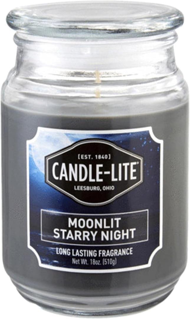 Candle-lite Scented Candles, Moonlit Starry Night Fragrance, One 18 oz. Single-Wick Aromatherapy Candle with 110 Hours of Burn Time, Gray