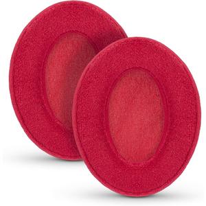 Velor Replacement Ear Pads for HyperX Cloud & Alpha, ATH M50X, Steelseries Arctis, Logitech G Pro & More Headphones, Soft Velour, Memory Foam & Long Lasting Earpads by Brainwavz - Red
