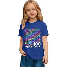 100 Days Of School Shirt Kids Toddler Boys Girls Happy 100Th Day Of School Printed Short Sleeve T-Shirt S