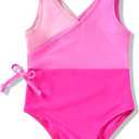 YOUNGER TREE Toddler Girl One Piece Swimsuit Color Block Stripe Swimwear Summer Beach Bathing Suit 12M-5T, Size 4-5T