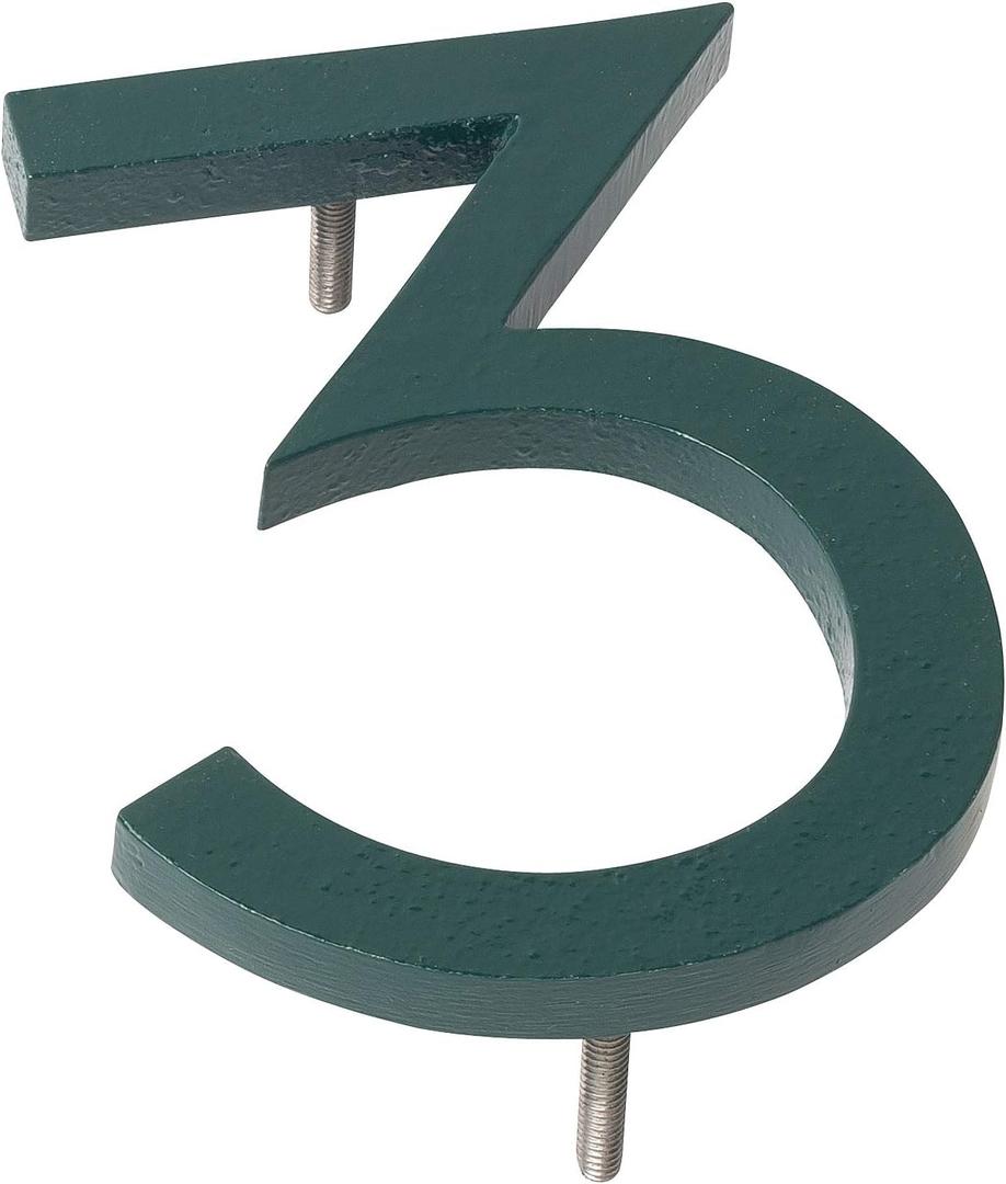 Montague Metal Products MHN-12-F-HG1-3 Solid Brushed Aluminum Modern Floating Address House Numbers, 12", Powder Coated Hunter Green