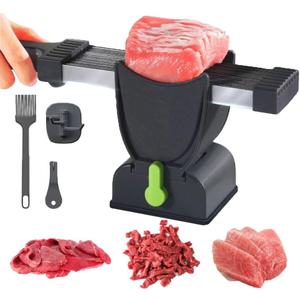 OMNIZO Fresh Meat Slicer Knife Set – 17-in-1 Stainless Steel Adjustable Meat Cleaver, 2mm & 4mm Thickness Manual Meat Cutter for Chicken, Beef & Jerky – Kitchen Knife Set for Meat Slicing, Cutting