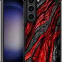 CARLOCA Compatible with Samsung Galaxy S23 Plus Case,Black Red Wood Grain Identity Graphic Design Shockproof Anti-Scratch Hard Acrylic Case for Samsung Galaxy S23 Plus