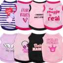 Reginary 8 Pieces Pet Shirts Summer Printed Puppy Dog Shirt Soft Pullover Cute Dog Sweatshirts Puppy Girl Female Clothes Outfits Small Doggie Cats(Vivid Pattern,Size M)