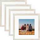 12x12 Picture Frame Set,Solid Wood,Not Glass,Display Pictures 8x8,10x10 with Mat or 12x12 Without Mat,Stable Sturdy Hanging Picture Frames for Wall Mounting or Tabletop (White Brown,12x12,Set of 4)
