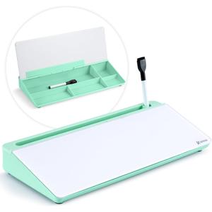 Varhomax Glass Desk Whiteboard with Storage, Desktop Dry Erase White Board to-do List Memo Keyboard Stand for Home Office and School Supplies (Green)