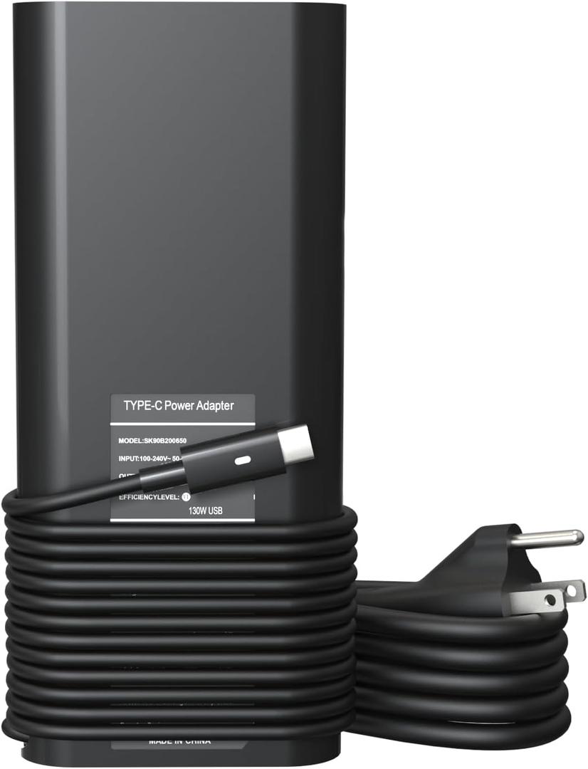 130W USB Type C Laptop Charger fits for Dell Precision 3581 5560 5570 3560 5550 5520 5750 5530 XPS 15 9575 2 in 1 9500 9520 9530 XPS 17 9720 9730 9700 Latitude AC Power Adapter