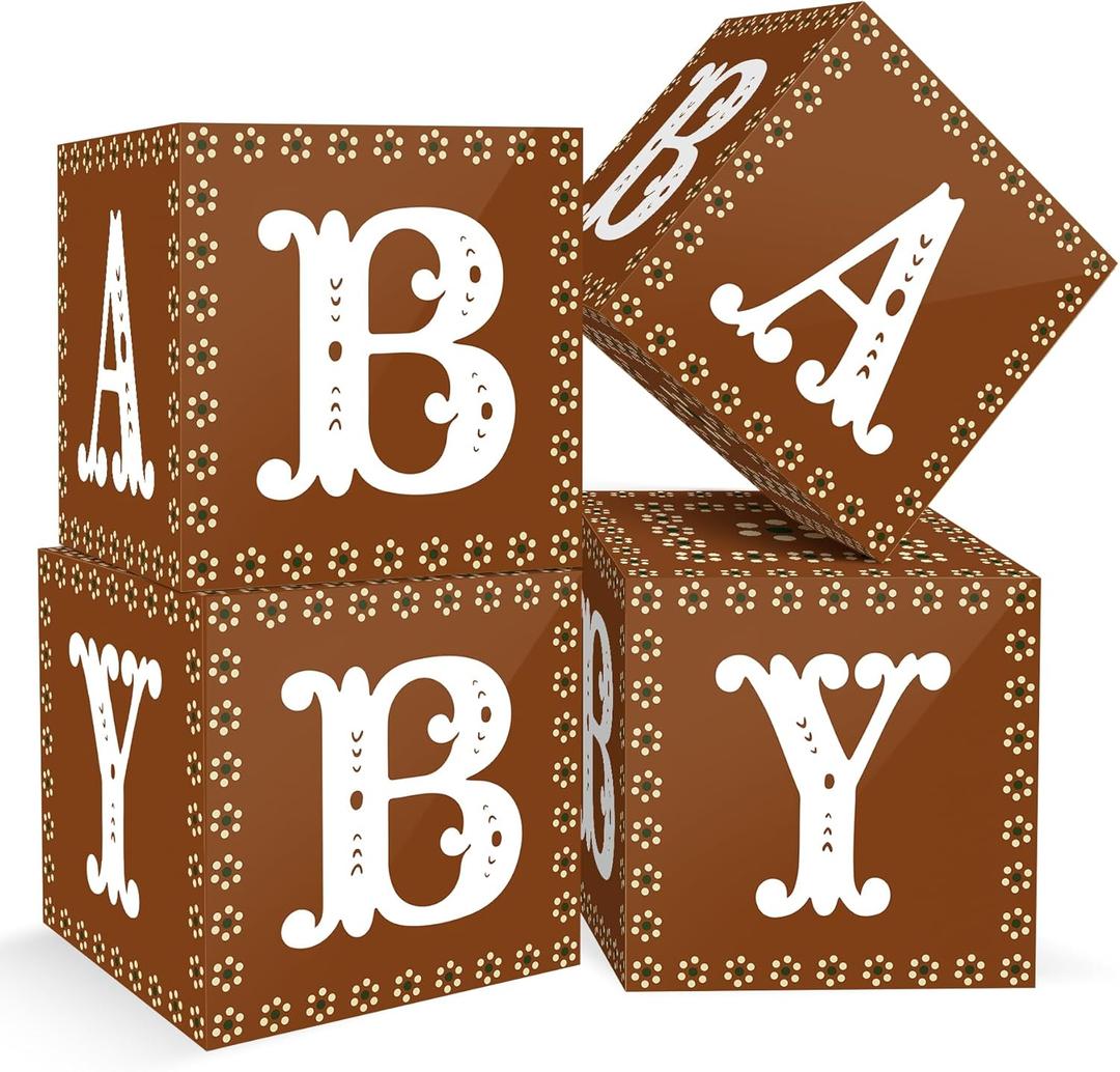 4 Pcs Cielito Lindo Baby Shower Party Decorations Mexican Papel Picado Baby Boxes with Letters Platos De Barro Mexicanos Blocks Boxes Decor for Cinco De Mayo Fiesta Gender Reveal Birthday Photo Props