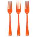50 Pcs Orange Plastic Forks Orange Plastic Silverware Disposable Cutlery Heavy Duty 50 Forks for Birthday, Autumn, Halloween, Thanksgiving Day