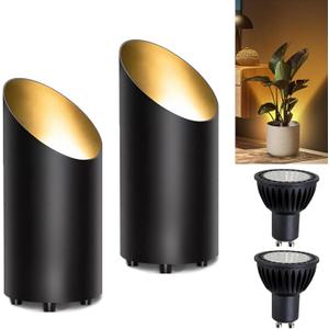 Spot Lights Indoor Uplights 8W Floor Can Uplighting Indoor with 3000K GU10 Bulb Desktop Corner Accent Lighting for Home Plant Picture Living Room with 5.9 FT Plug Cord and Foot Switch(2Pack)
