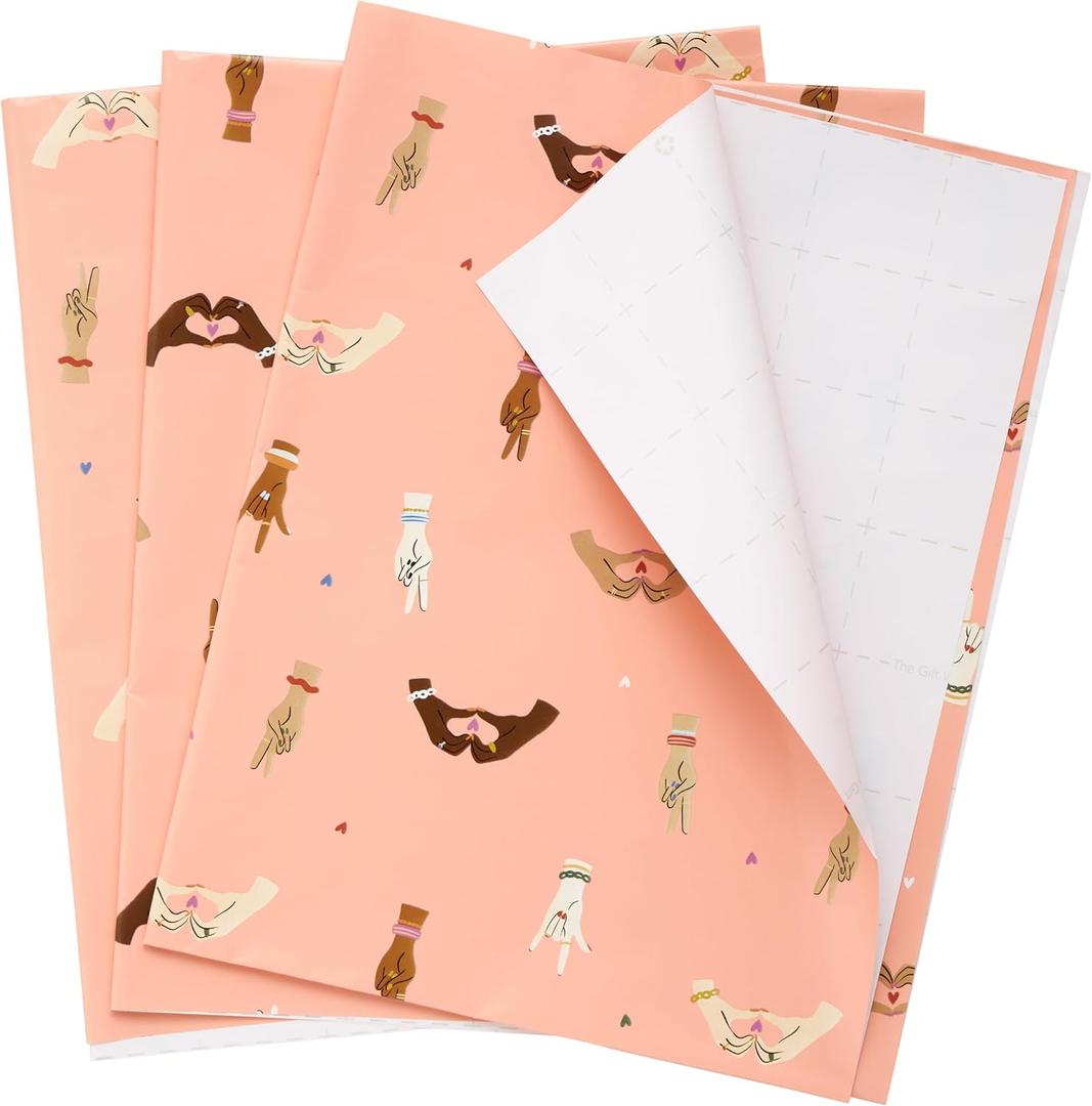 2 x The Gift Wrap Company 58-191804 Style Queen Love Flat Gift Wrapping Paper Sheet Set, 30" x 23", Multicolor, 3 Pieces