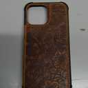 Wallet case for iPhone 13 pro Max Real Leather 6.7 case,Genuine Leather Shockproof Anti-Fall Case, Flip Cover with Card Slot, Double Magnetic Buckle,Kickstand Durable Brown