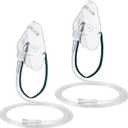 Geiserailie 2 PCS L Oxygen Mask with 6.6 Ft Tubing and Adjustable Elastic Strap, Adult Oxygen Mask with Tubing, Transparent Masks for Face Adult