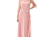 Le Bos Women's Full Legnth Gown with Embroidered Lace Bodice and Drape Detail at Waist (10)