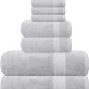 GLAMBURG Ultra Soft 8 Piece Towel Set - 100% Pure Ring Spun Cotton, Contains 2 Oversized Bath Towels 27x54, 2 Hand Towels 16x28, 4 Wash Cloths 13x13 - Ideal for Everyday use, Hotel & Spa - Light Grey