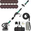 Drywall Sander with Vacuum Dust Collector(02/11/2025 Upgraded) 8-Amp Popcorn Ceiling Removal Tool with 7 Variable Speed 800-1800RPM, Extendable Handle, LED Light, 12pcs Sanding Discs, Red