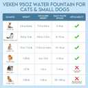 Veken Innovation Award Winner 95oz/2.8L Cat Water Fountain with Stainless Steel Lid, Automatic Pet Fountain Dog Water Dispenser with Replacement Filters for Cats, Dogs (Silver, Stainless Steel)