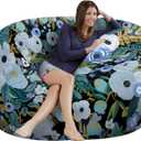 HOWSEESNOW Bean Bag Chair Cover - Soft Fluffy Dutch Velvet Bean Bag Bed (No Filling, Cover Only), Comfy 5FT Bean Bag Cover, Oversized Lazy Sofa Cover (Blue, 5FT)