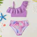 sweetabby Girls Swimsuit Toddler Bathing Suit Tankini Bikini Set Ruffle Floral Girls Swimwear Kids Swimsuits with Skirt