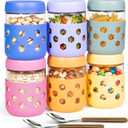 6-Pack 16 oz Overnight Oats Jars with Lids & Silicone Sleeves - Airtight Glass Mason Jars, Food Storage, Wide Mouth Meal Prep Containers for Chia Pudding, Yogurt, Berries & Snacks, Dishwasher Safe