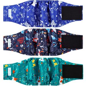 Paw Legend Washable Dogs Diapers Male Dog Belly Bands for Male Dogs Diapers Reusable Puppy & Doggie Diapers Male (3 Pack, Small)