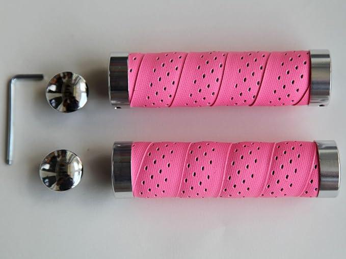 Bike Handlebar Grips Double Lock 130/130mm On Fit 22.2mm (7/8") Handlebar Grips for Mountain Bike Road Bicycle with High Stain Resistance Silicone Surface, Shock Absorbing EVA (Rose red)
